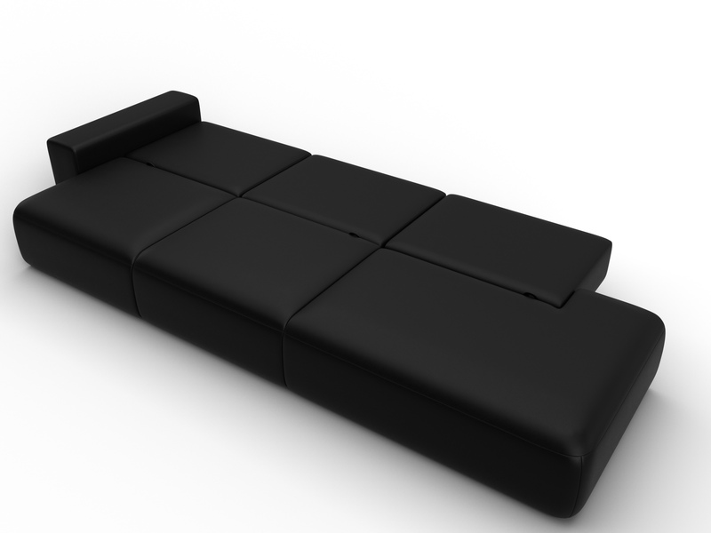 Диван прямой Лига-036 НПБ Модерн Лонг подлокотник слева, Экокожа, GRIFON 18 черный