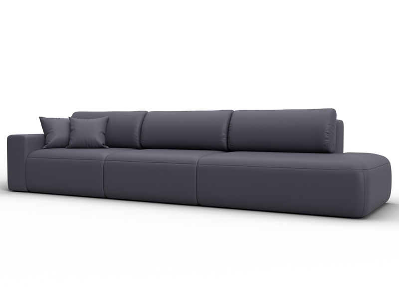 Диван прямой Лига-036 НПБ Модерн Лонг подлокотник слева, Экокожа, GRIFON 15 серый