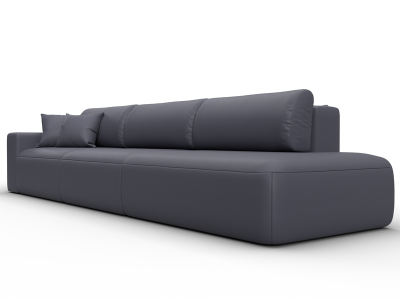 Диван прямой Лига-036 НПБ Модерн Лонг подлокотник слева, Экокожа, GRIFON 15 серый