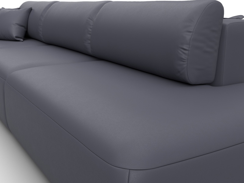 Диван прямой Лига-036 НПБ Модерн Лонг подлокотник слева, Экокожа, GRIFON 15 серый