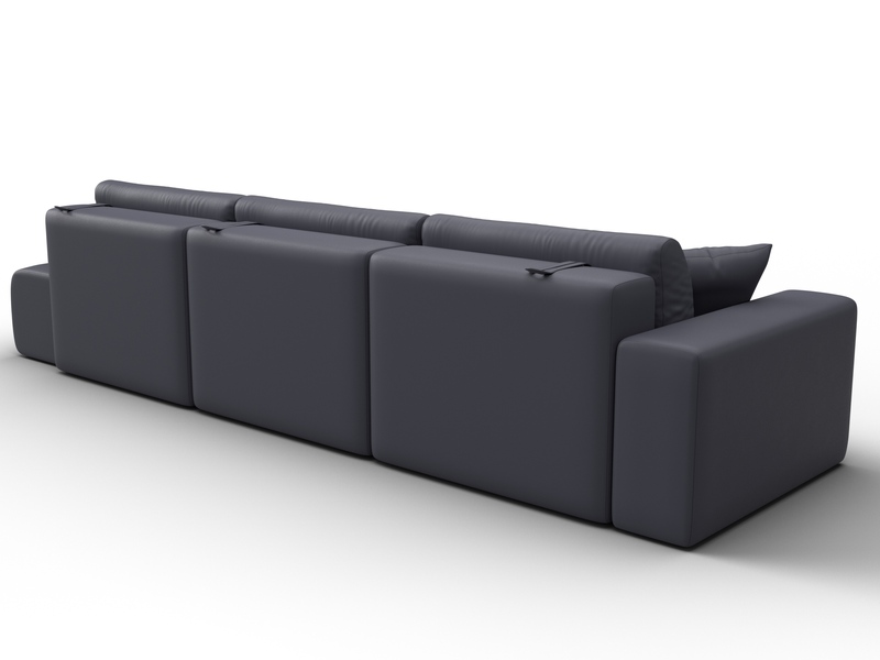 Диван прямой Лига-036 НПБ Модерн Лонг подлокотник слева, Экокожа, GRIFON 15 серый