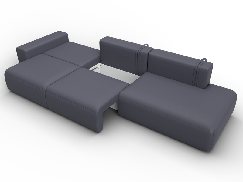 Диван прямой Лига-036 НПБ Модерн Лонг подлокотник слева, Экокожа, GRIFON 15 серый