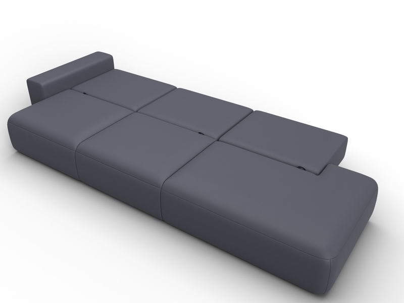 Диван прямой Лига-036 НПБ Модерн Лонг подлокотник слева, Экокожа, GRIFON 15 серый