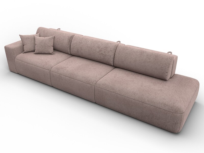 Диван прямой Лига-036 НПБ Модерн Лонг подлокотник слева, Велюр, TOWER 05 бежевый