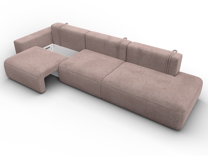 Диван прямой Лига-036 НПБ Модерн Лонг подлокотник слева, Велюр, TOWER 05 бежевый