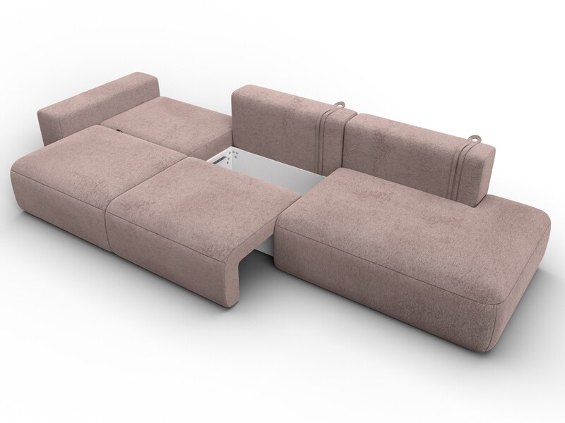 Диван прямой Лига-036 НПБ Модерн Лонг подлокотник слева, Велюр, TOWER 05 бежевый