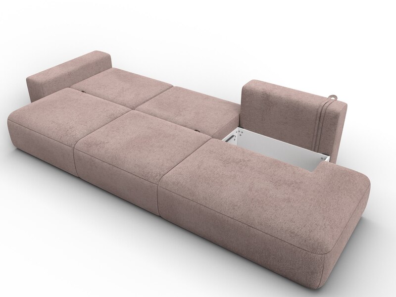 Диван прямой Лига-036 НПБ Модерн Лонг подлокотник слева, Велюр, TOWER 05 бежевый