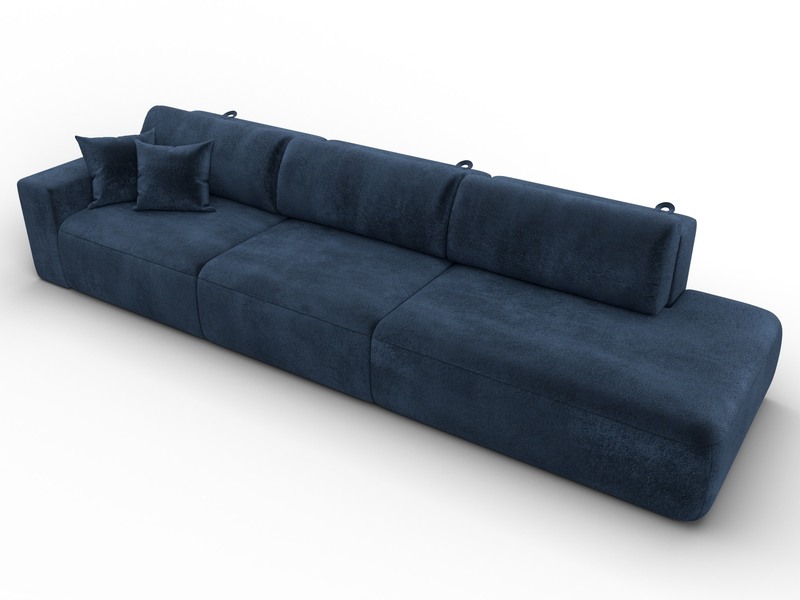 Диван прямой Лига-036 НПБ Модерн Лонг подлокотник слева, Велюр, TOWER 13 синий