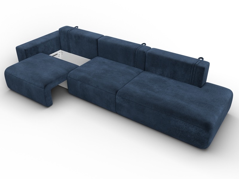 Диван прямой Лига-036 НПБ Модерн Лонг подлокотник слева, Велюр, TOWER 13 синий