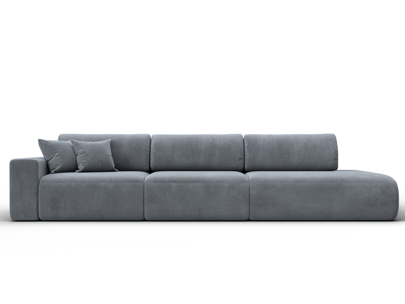 Диван прямой Лига-036 НПБ Модерн Лонг подлокотник слева, Велюр, TOWER 10 серый