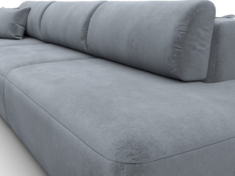 Диван прямой Лига-036 НПБ Модерн Лонг подлокотник слева, Велюр, TOWER 10 серый