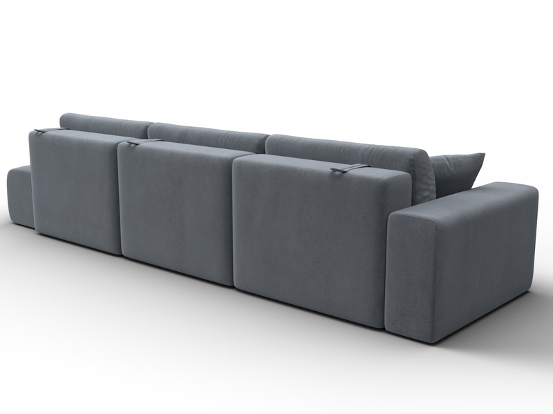 Диван прямой Лига-036 НПБ Модерн Лонг подлокотник слева, Велюр, TOWER 10 серый