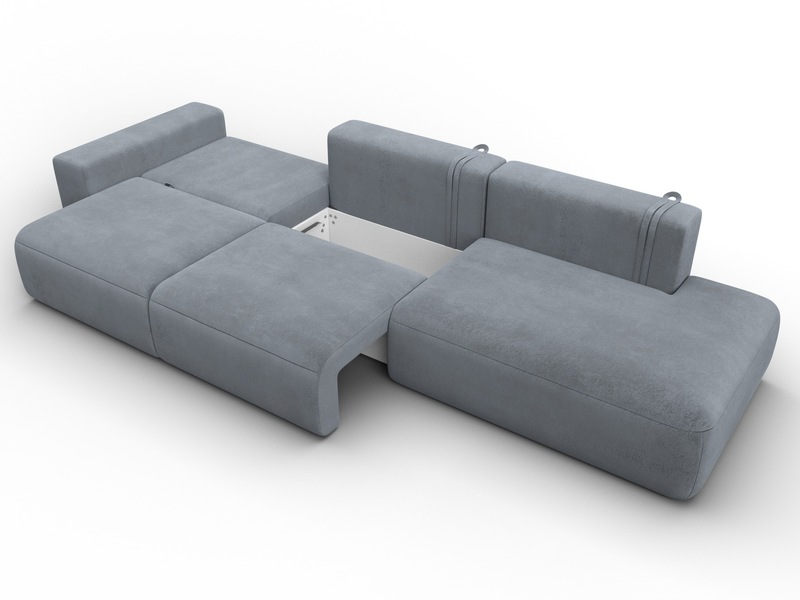 Диван прямой Лига-036 НПБ Модерн Лонг подлокотник слева, Велюр, TOWER 10 серый