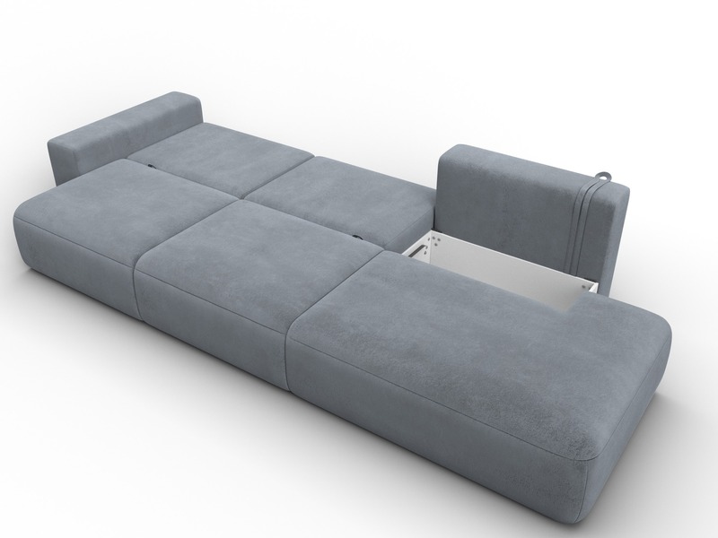 Диван прямой Лига-036 НПБ Модерн Лонг подлокотник слева, Велюр, TOWER 10 серый