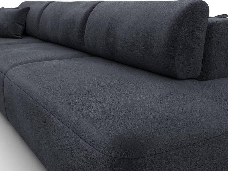 Диван прямой Лига-036 НПБ Модерн Лонг подлокотник слева, Велюр, TOWER 11 темно-серый