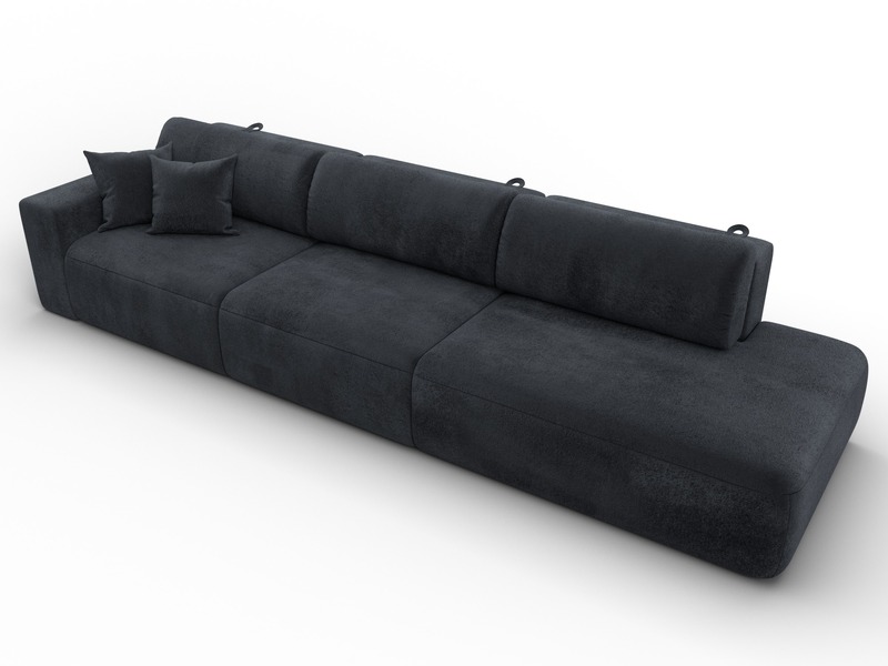 Диван прямой Лига-036 НПБ Модерн Лонг подлокотник слева, Велюр, TOWER 11 темно-серый