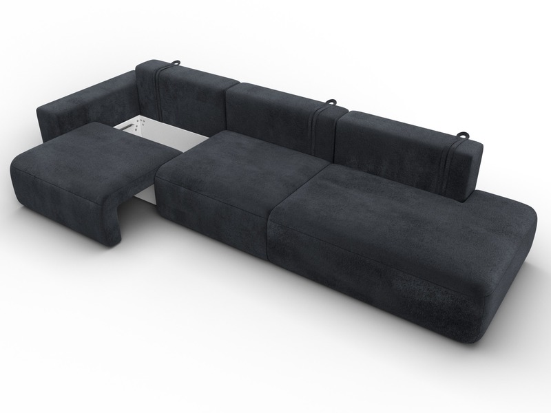 Диван прямой Лига-036 НПБ Модерн Лонг подлокотник слева, Велюр, TOWER 11 темно-серый