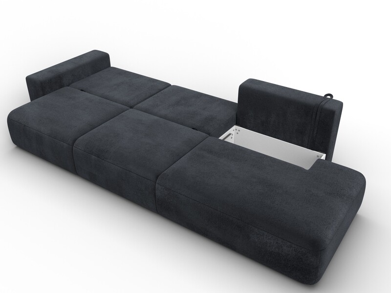 Диван прямой Лига-036 НПБ Модерн Лонг подлокотник слева, Велюр, TOWER 11 темно-серый