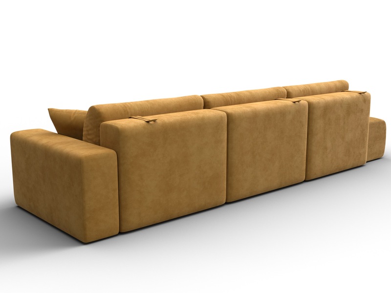 Диван прямой Лига-036 НПБ Модерн Лонг подлокотник справа, Велюр, BRUT 10 желтый