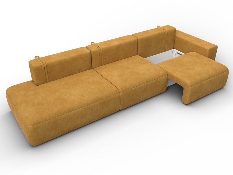 Диван прямой Лига-036 НПБ Модерн Лонг подлокотник справа, Велюр, BRUT 10 желтый