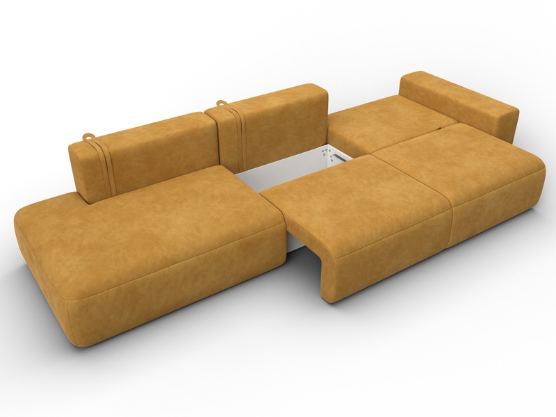 Диван прямой Лига-036 НПБ Модерн Лонг подлокотник справа, Велюр, BRUT 10 желтый