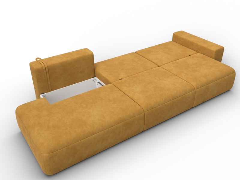 Диван прямой Лига-036 НПБ Модерн Лонг подлокотник справа, Велюр, BRUT 10 желтый