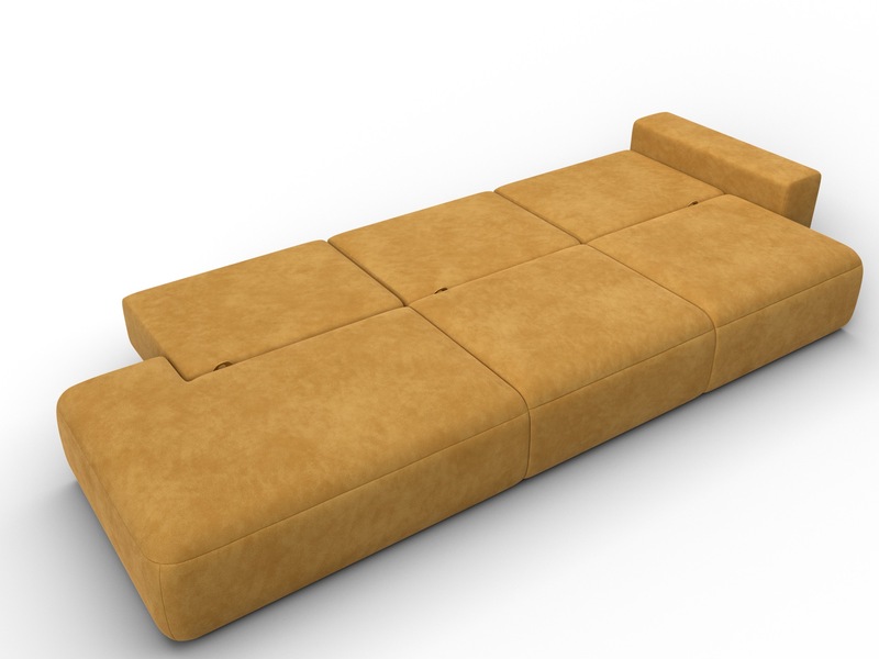 Диван прямой Лига-036 НПБ Модерн Лонг подлокотник справа, Велюр, BRUT 10 желтый