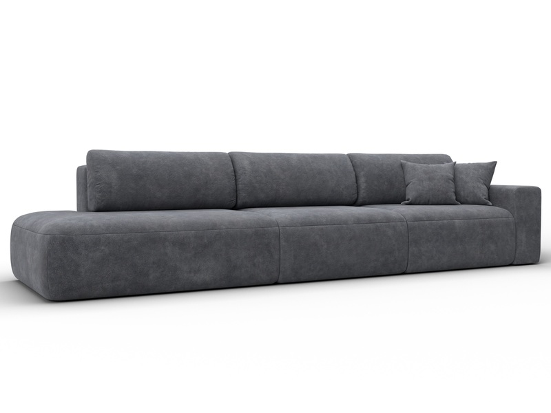 Диван прямой Лига-036 НПБ Модерн Лонг подлокотник справа, Велюр, BRUT 16 темно-серый