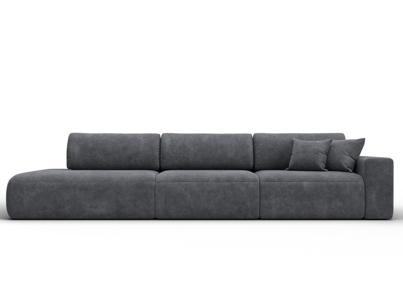 Диван прямой Лига-036 НПБ Модерн Лонг подлокотник справа, Велюр, BRUT 16 темно-серый