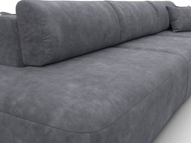 Диван прямой Лига-036 НПБ Модерн Лонг подлокотник справа, Велюр, BRUT 16 темно-серый