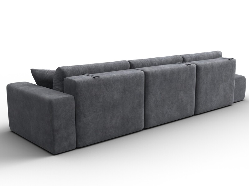 Диван прямой Лига-036 НПБ Модерн Лонг подлокотник справа, Велюр, BRUT 16 темно-серый