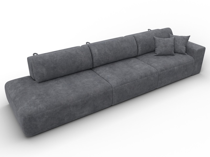 Диван прямой Лига-036 НПБ Модерн Лонг подлокотник справа, Велюр, BRUT 16 темно-серый