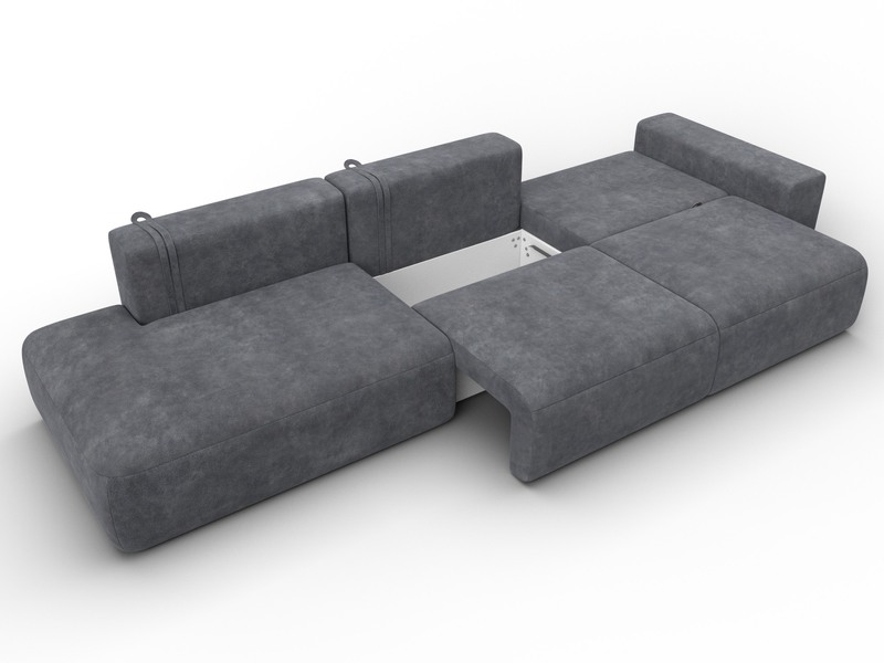 Диван прямой Лига-036 НПБ Модерн Лонг подлокотник справа, Велюр, BRUT 16 темно-серый