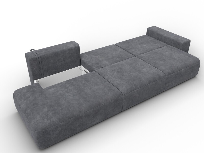 Диван прямой Лига-036 НПБ Модерн Лонг подлокотник справа, Велюр, BRUT 16 темно-серый