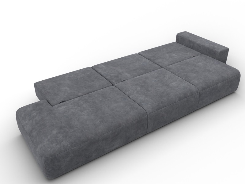 Диван прямой Лига-036 НПБ Модерн Лонг подлокотник справа, Велюр, BRUT 16 темно-серый