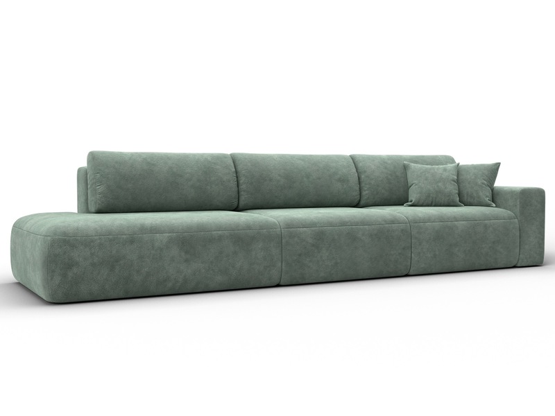 Диван прямой Лига-036 НПБ Модерн Лонг подлокотник справа, Велюр, BRUT 08 зеленый