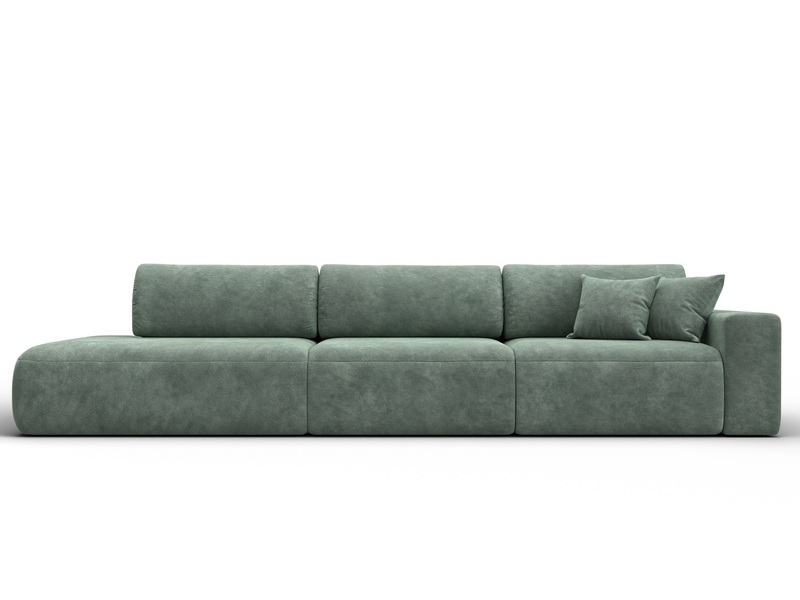 Диван прямой Лига-036 НПБ Модерн Лонг подлокотник справа, Велюр, BRUT 08 зеленый