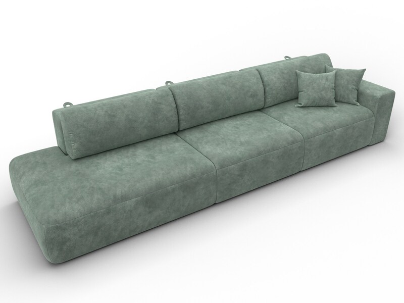 Диван прямой Лига-036 НПБ Модерн Лонг подлокотник справа, Велюр, BRUT 08 зеленый