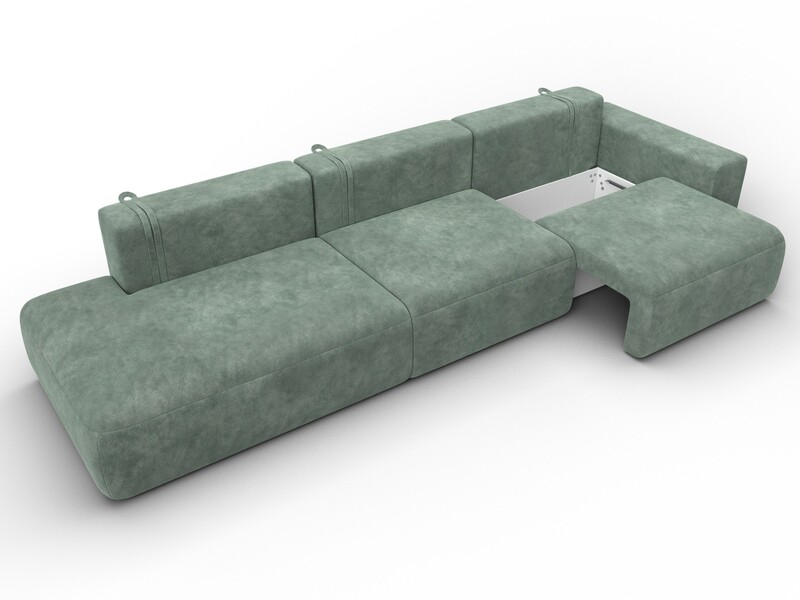 Диван прямой Лига-036 НПБ Модерн Лонг подлокотник справа, Велюр, BRUT 08 зеленый