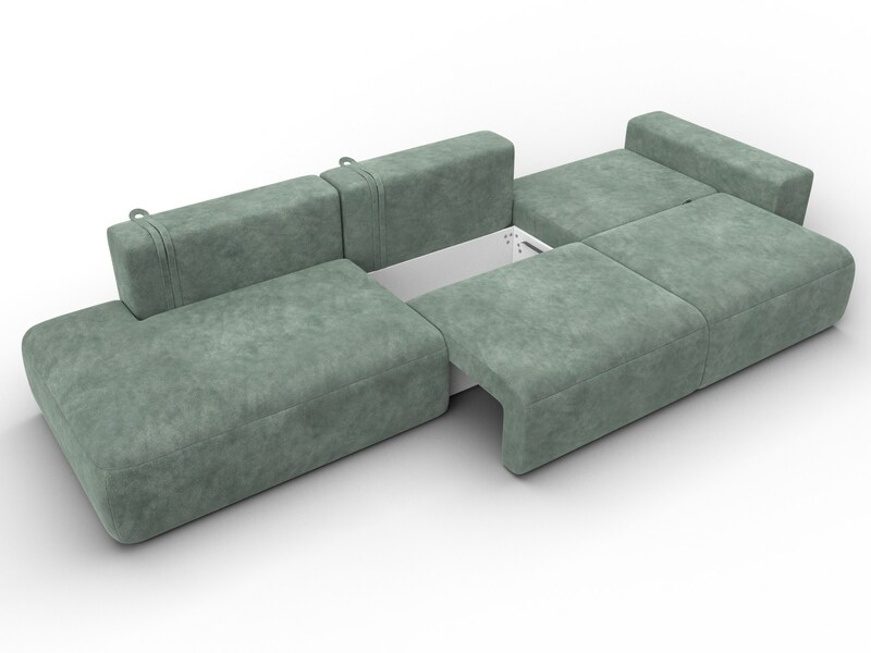 Диван прямой Лига-036 НПБ Модерн Лонг подлокотник справа, Велюр, BRUT 08 зеленый