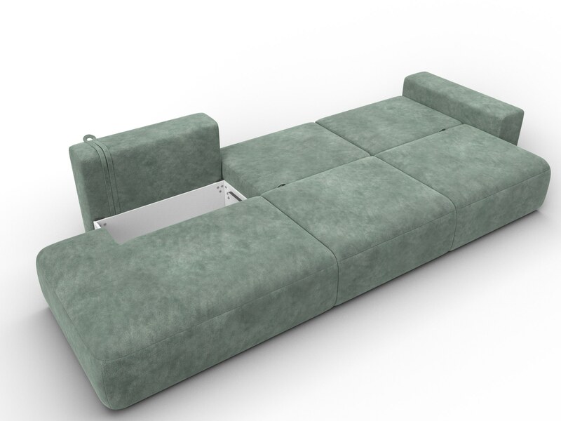 Диван прямой Лига-036 НПБ Модерн Лонг подлокотник справа, Велюр, BRUT 08 зеленый