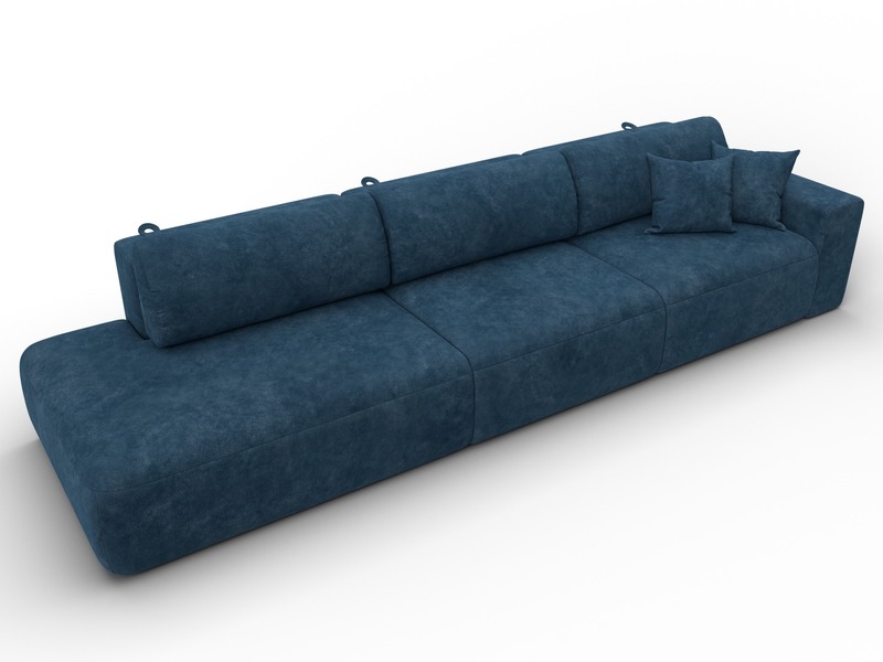 Диван прямой Лига-036 НПБ Модерн Лонг подлокотник справа, Велюр, BRUT 11 синий