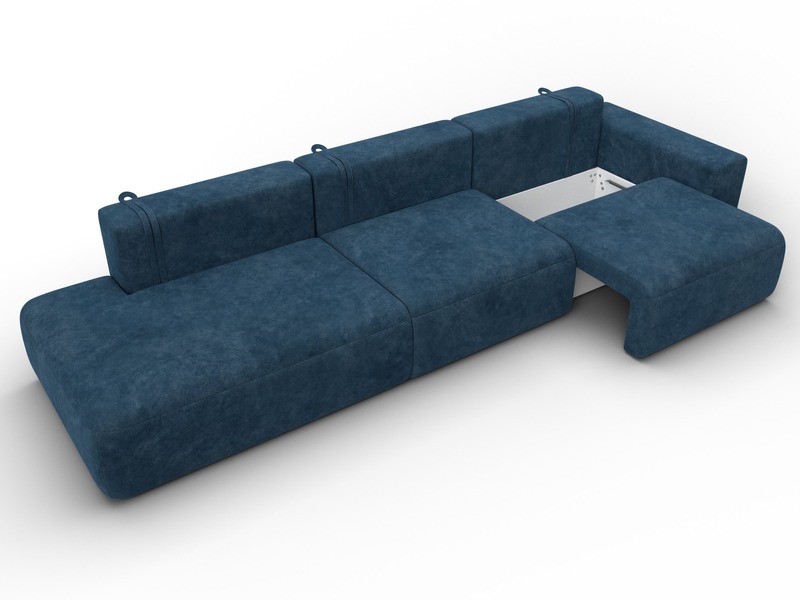 Диван прямой Лига-036 НПБ Модерн Лонг подлокотник справа, Велюр, BRUT 11 синий