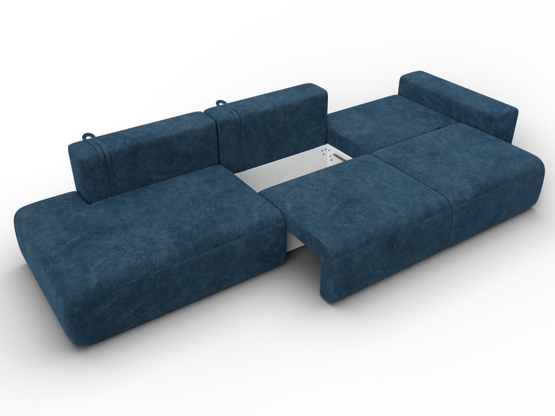 Диван прямой Лига-036 НПБ Модерн Лонг подлокотник справа, Велюр, BRUT 11 синий