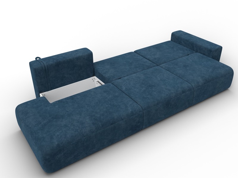 Диван прямой Лига-036 НПБ Модерн Лонг подлокотник справа, Велюр, BRUT 11 синий