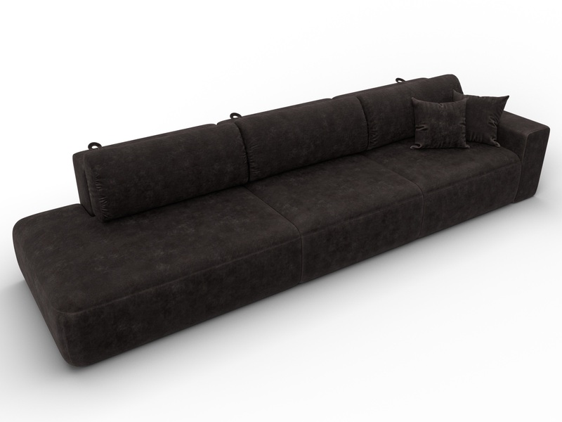 Диван прямой Лига-036 НПБ Модерн Лонг подлокотник справа, Велюр, BRUT 17 коричневый