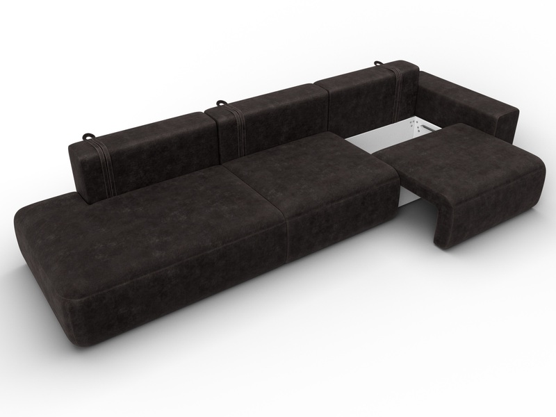 Диван прямой Лига-036 НПБ Модерн Лонг подлокотник справа, Велюр, BRUT 17 коричневый