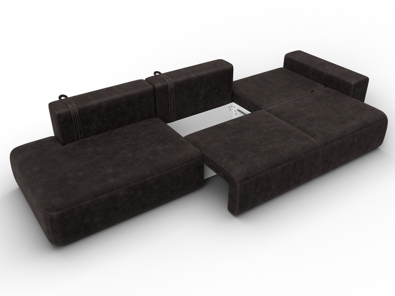 Диван прямой Лига-036 НПБ Модерн Лонг подлокотник справа, Велюр, BRUT 17 коричневый