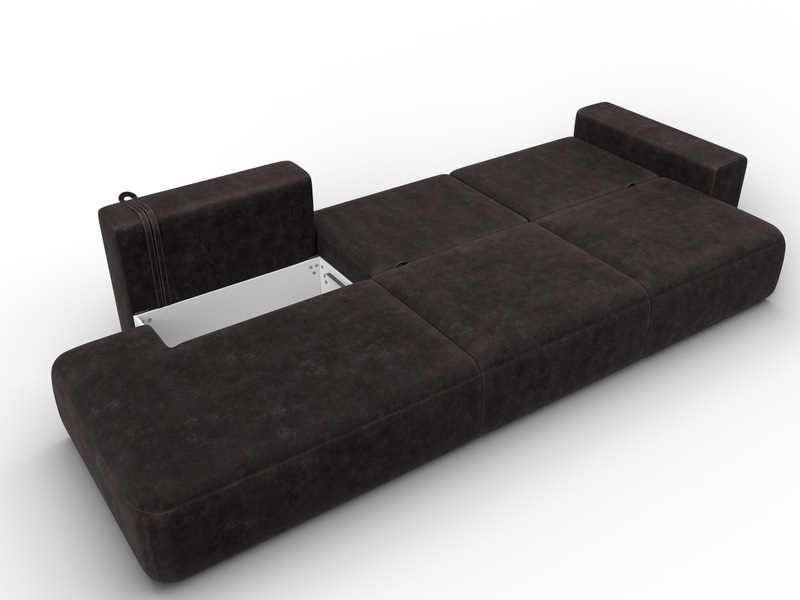 Диван прямой Лига-036 НПБ Модерн Лонг подлокотник справа, Велюр, BRUT 17 коричневый