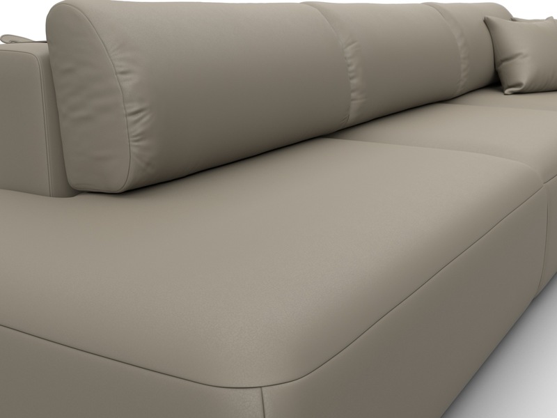 Диван прямой Лига-036 НПБ Модерн Лонг подлокотник справа, Экокожа, GRIFON 04 бежевый